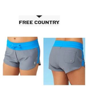 Free Country Women's Swim Shorts in Gray and Blue L